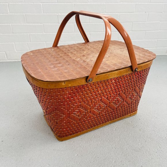 Vintage Kitchen Vintage 6s Wicker Red Man Picnic Basket Decor Usa